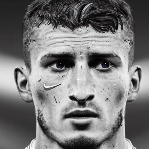 Image similar to ultra - photorealistic, manchester united player cried after degradation, intricate details, sharp focus, perfect baroque like real project, symmetrical realistic, perfect face and anatomy ultra - details, 4 k, uhd, beautiful random content position, perfect emotion, balance