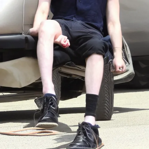 Image similar to evan peters showing his feet to the camera