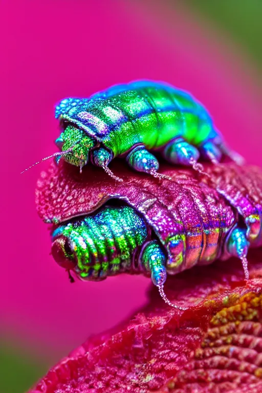 Image similar to high quality close-up photo pearlescent caterpillar! gorgeous highly detailed hannah yata elson peter cinematic pink lighting high quality low angle hd 8k sharp shallow depth of field