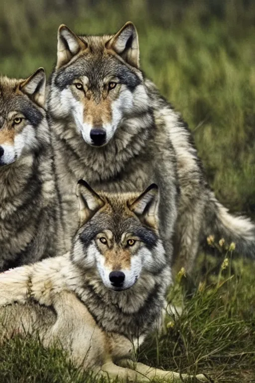 Prompt: wolves in nature