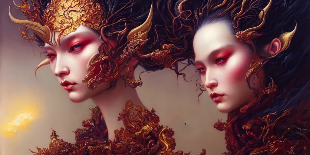 Image similar to อาจารยแดง กตาร by karol bak, james jean, tom bagshaw, rococo, sharp focus, trending on artstation, cinematic lighting, hyper realism, octane render, 8 k, hyper detailed, vivid, ultra detailed, highly detailed