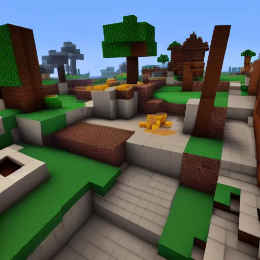 Image similar to team fortress 2 and minecraft crossover, unreal engine 4, voxel