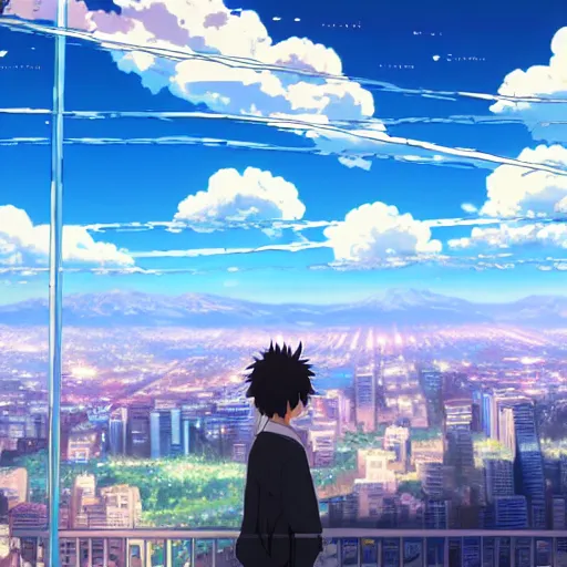 Prompt: your name anime devianart scenery zoomed out