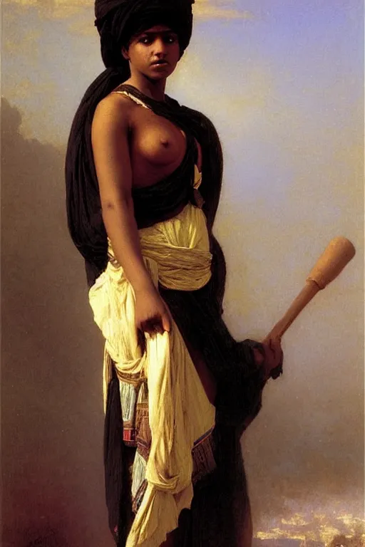 Image similar to black woman in an egyptian costume, painting by william adolphe bouguereau