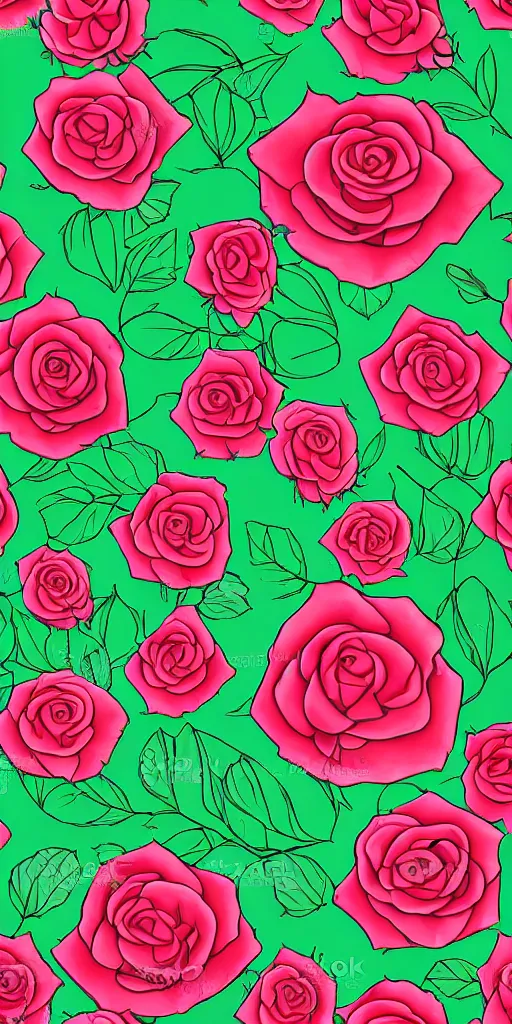 Image similar to seamless pattern of beautiful roses with leaves and throns, colourful, symmetrical, repeating 35mm photography