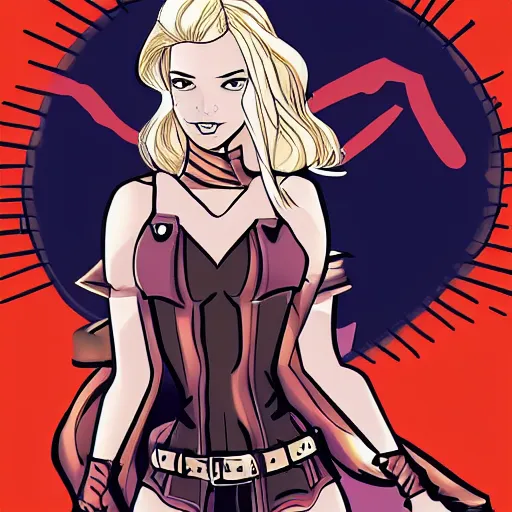 Prompt: blonde girl wearing an decent outfit hero, digital artwork in western hero comic