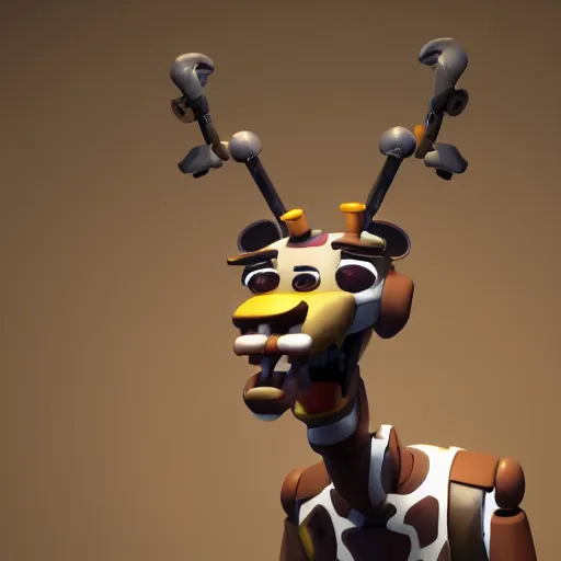 Image similar to giraffe animatronic, five nights at Freddy’s, Scott Cawthon, octane render, studio lighting, high resolution 8k,