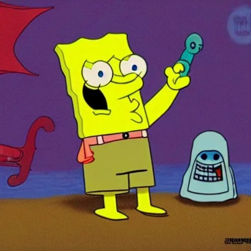 Image similar to sponge bob as a sith lord hyper realistic