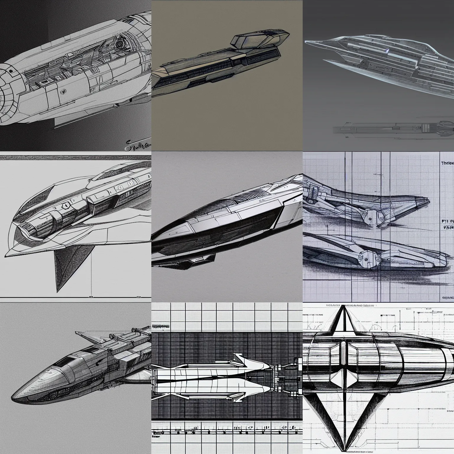 Prompt: ultra realistic technical drawing of a futuristic spaceship freighter, sci-fi