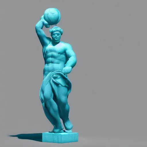 Image similar to big 3 d rendered fancy cyan marble statue