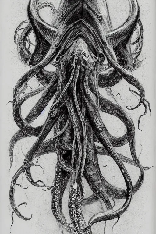 Prompt: manuscript warhammer 4 0 k giant squid book | sigil, incantation, diagram, academic art, page 2 3 | by alan lee