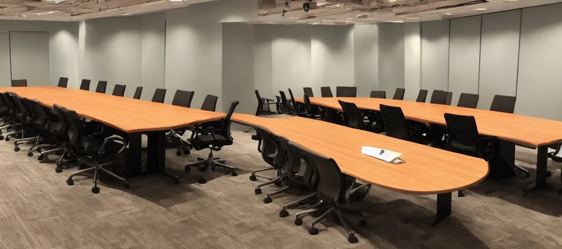 Prompt: the biggest and worst conference table in the world