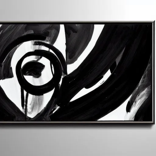 Image similar to god of peace black and white abstract painting, on canvas, wide shot, futuristic