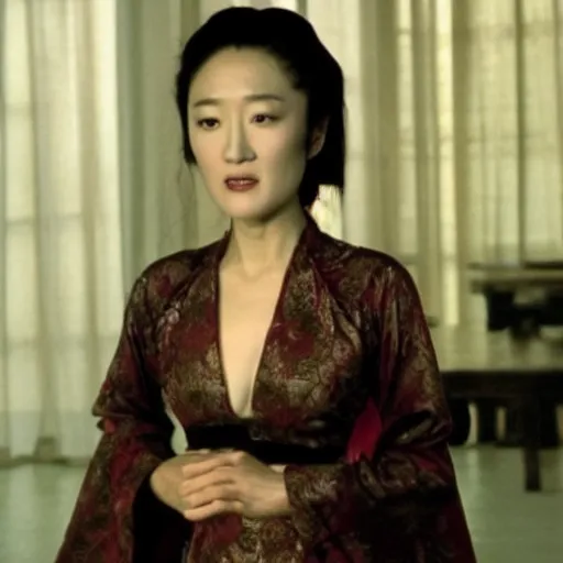 Image similar to film still of chinese actress gong li in interview with the vampire