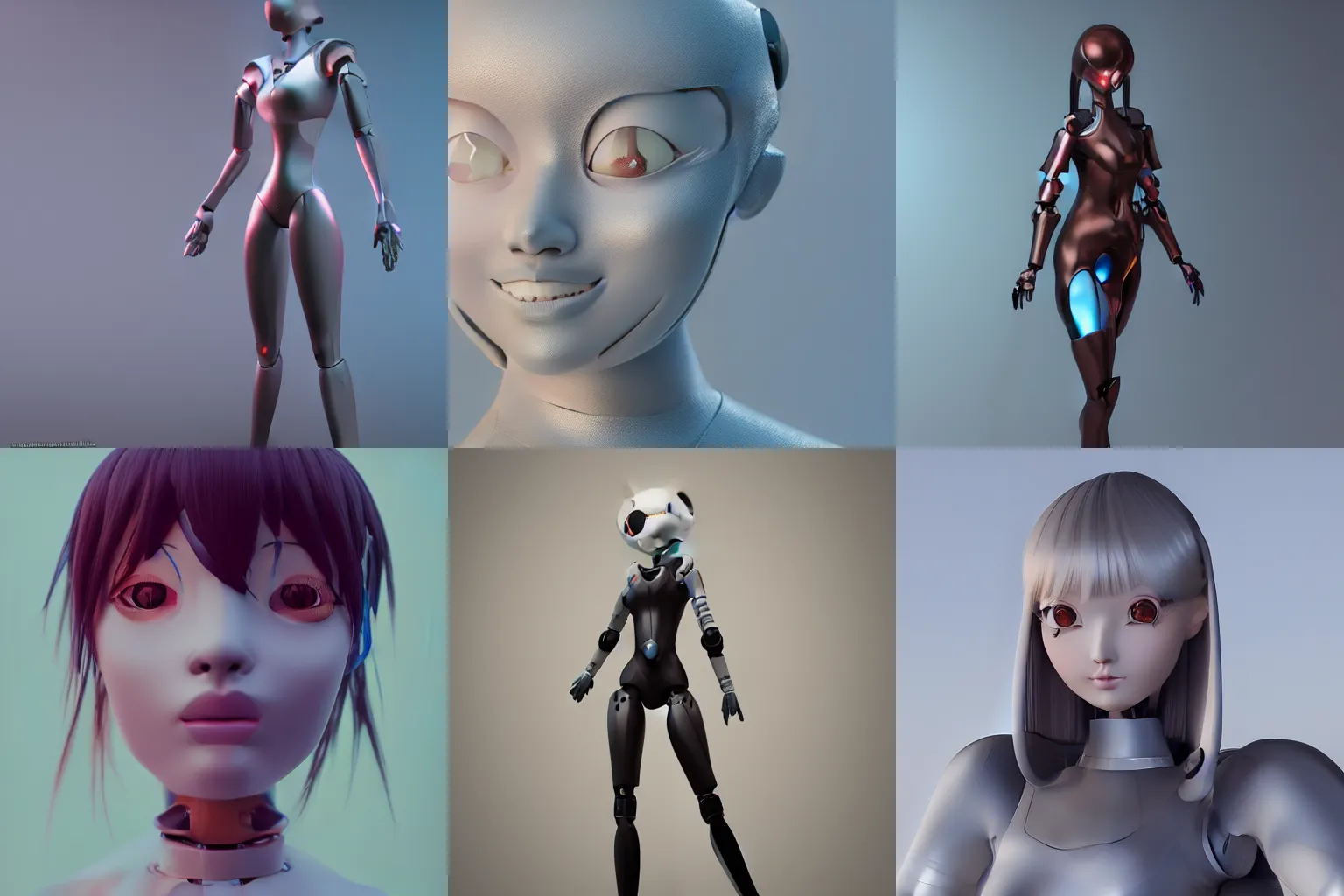 Prompt: a sleek humanoid robot anime girl by Luka Mivsek, ZBrush, Mol3D, Nvil, Octane Render, Maya, Lightroom, Unity, Unreal Engine, trending on artstation