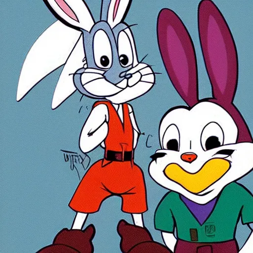 Prompt: Bugs Bunny hanging out with Walter White