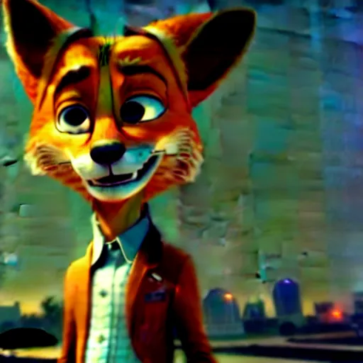 Image similar to nick wilde as max payne 3 set in gritty neo - noir zootopia