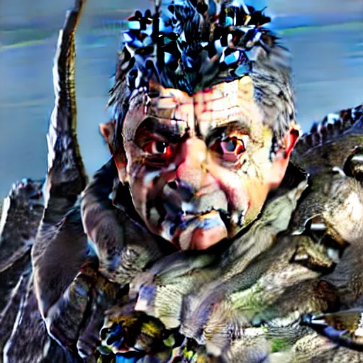 Prompt: rowan atkinson as the main character in monster hunter world, 3 d render, unreal engine, octane render, ray tracing, unity, highly detailed, high quality, hd, 4 k, 8 k, realistic, sharp, trending