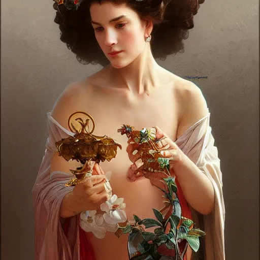 Image similar to portrait of reg queen, intricate, elegant, highly detailed, digital painting, artstation, concept art, smooth, sharp focus, illustration, art by artgerm and greg rutkowski and alphonse mucha and william - adolphe bouguereau