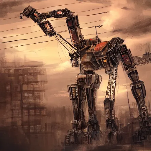 a giant robot being built, Stable Diffusion