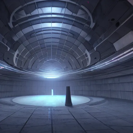 Image similar to underground labyrinth in liminal space, clean, retrofuturism, unreal engine, concept art