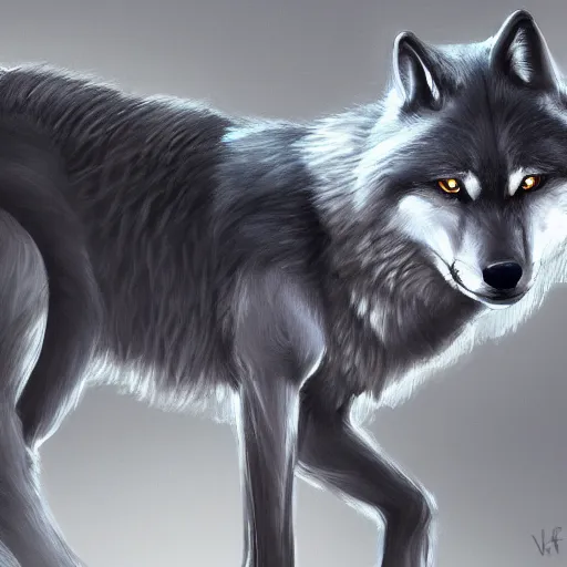 Image similar to a portrait of a wolf with carbon fiber armor and a knife sheathed on his hip, digital painting, furry fandom, furaffinity, detailed, professional, half - life 2, concept art