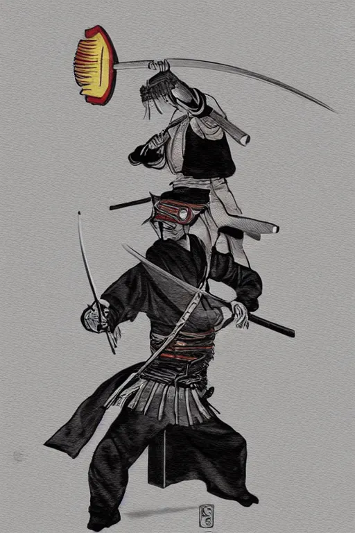 Image similar to the wave - dancing samurai katana duelist, art by matt fox, trending on artstation, moon light product view traditional art, fantastic planet, character design, fantasy artist, scuola romana