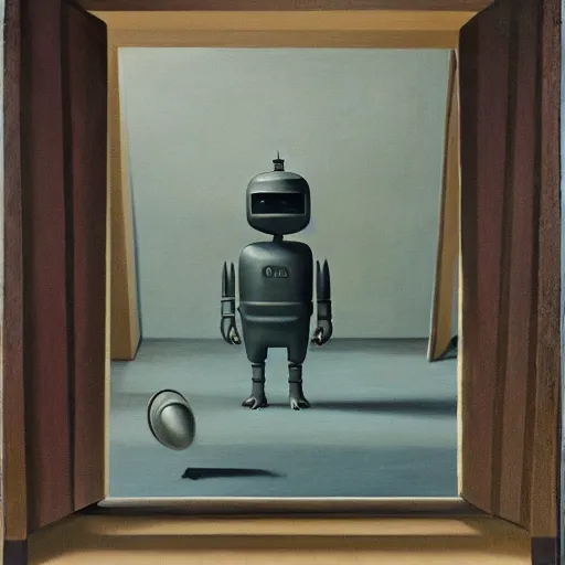 Prompt: painting of robby the robot, gertrude abercrombie