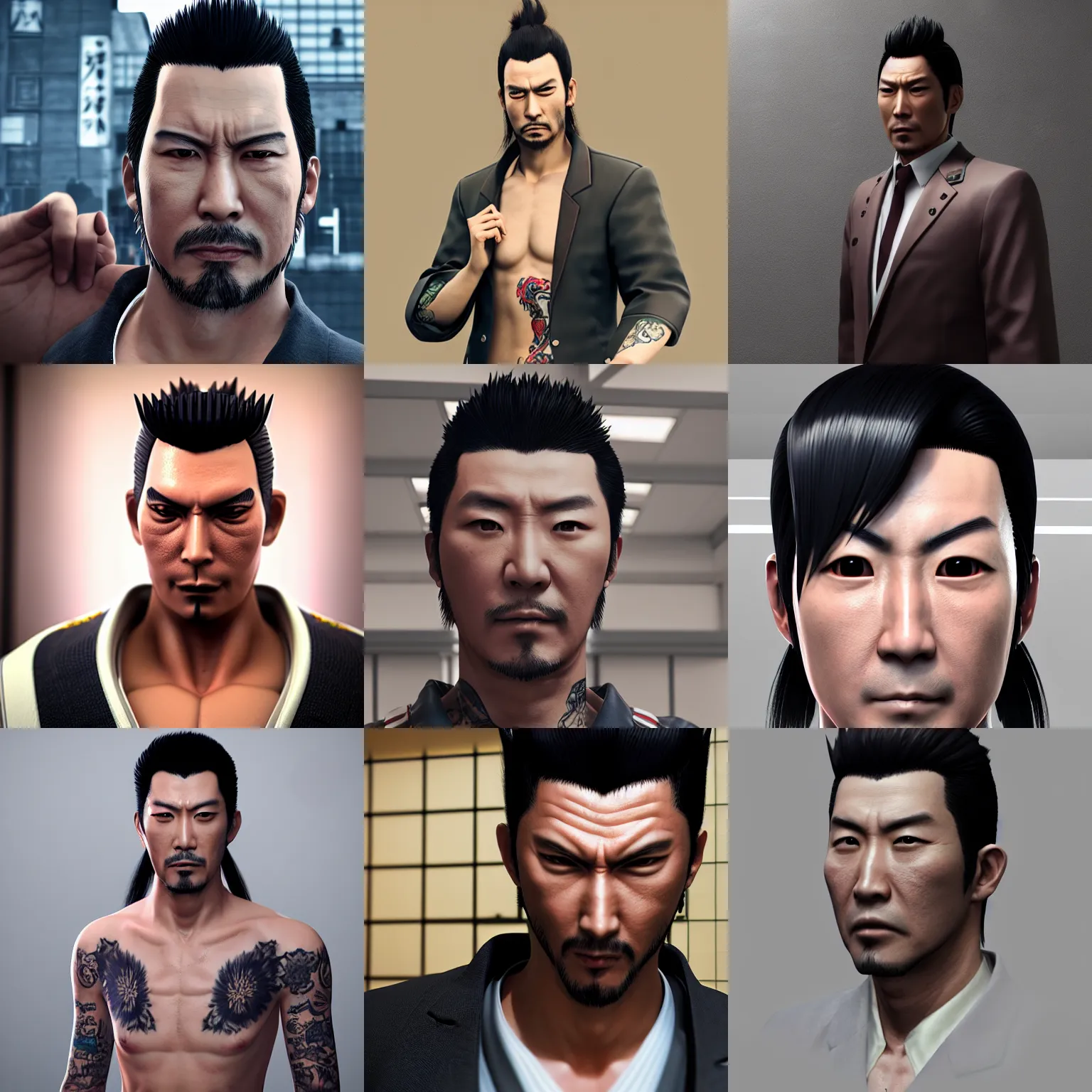 Prompt: portrait | kiryu kazuma | yakuza | japan | 3 d | octane render | unreal engine | anime | digital
