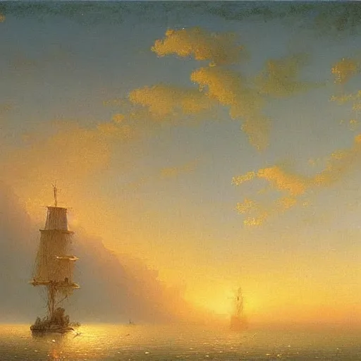 Prompt: A beautiful city in the sky detailed painting beautiful artwork by Ivan Aivazovsky