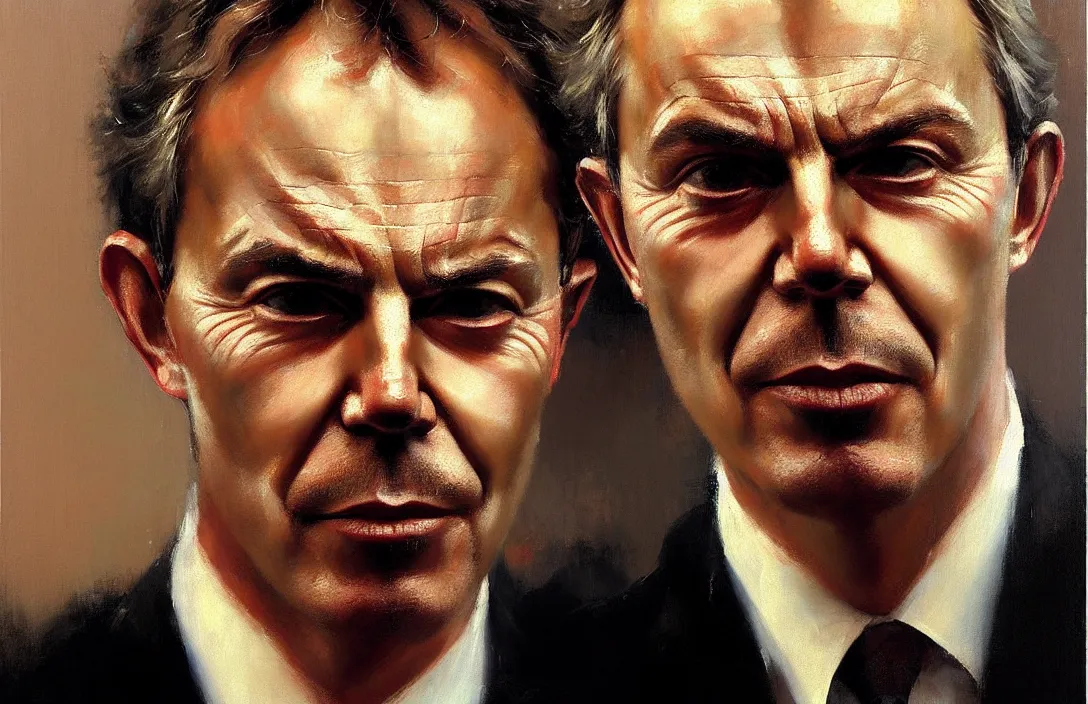 Prompt: portrait of tony blair!!!!!!!!!!!!!!!!!!!!!!!!!!!, detailed face, detailed painting, epic lighting, by ilya repin, phil hale and kent williams