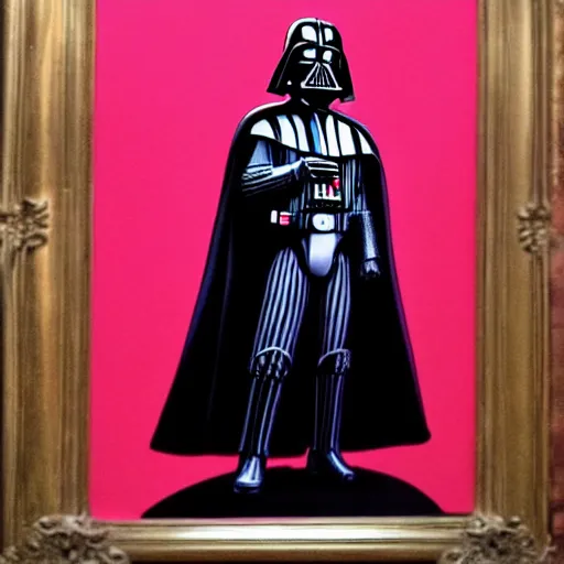 Prompt: Darth Vader holding a pink balloon painted by Caravaggio. High quality.