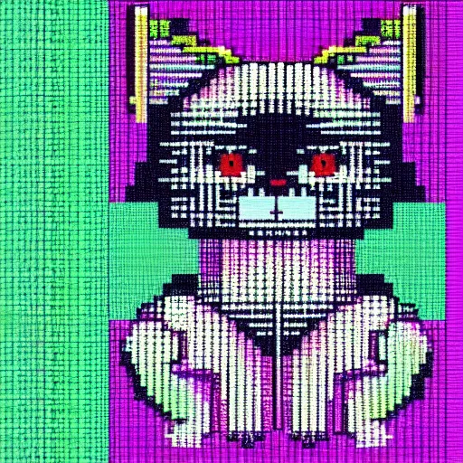 Prompt: ”cat in 8bit commodore64 style”