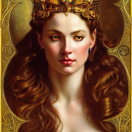 Prompt: highly detailed portrait of a majestic lioness queen in the form of a beautiful woman. d & d. art by eugene delacroix and donato giancola and anna dittmann and, arthur adams, alberto vargas. trending on artstation, intricate details, energetic composition, golden ratio, concept art, illustration, elegant art, global illuminaition