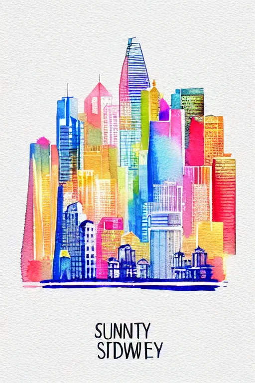 Image similar to minimalist watercolor art of sydney, illustration, vector art