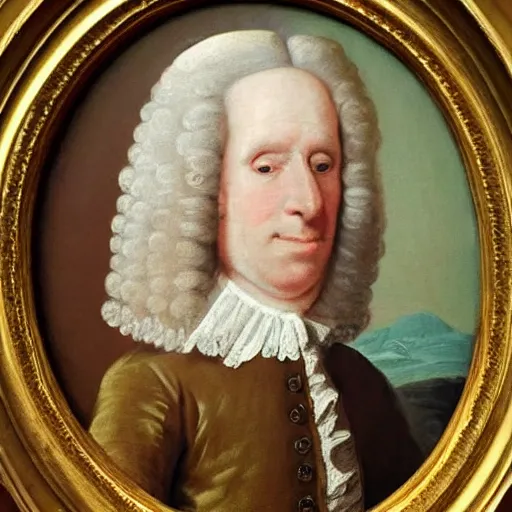 Image similar to Jerma985 wearing a colonial wig in an 18th century 1700's Painting, detailed, highly detailed, heroic, epic, complex, very detailed, realistic, HD quality, 8k resolution, body and headshot, Oil Painting, 18th century Painting of Jerma985, 18th century, 1700's Painting Style, Painting, Trending on Artstation