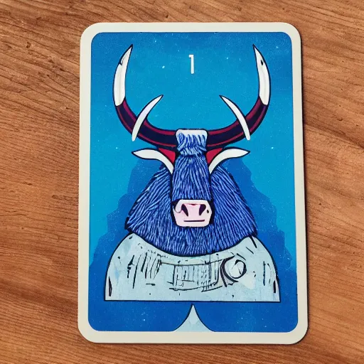 Prompt: blue ox, strength tarot card