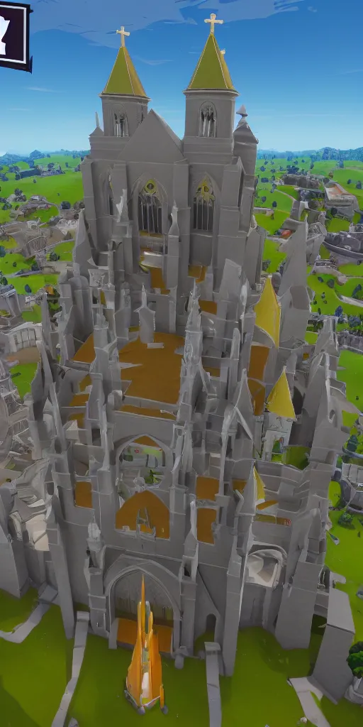 Image similar to a cathedral made of cheese, 3 d model, fortnite skin