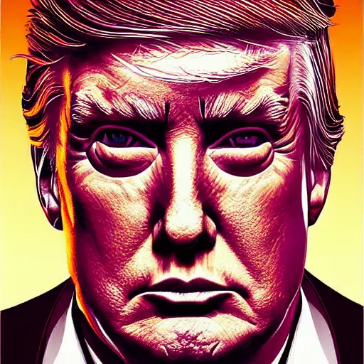 Image similar to very detailed portrait of donald trump cyberpunk style, sharp focus, detailed, coherent