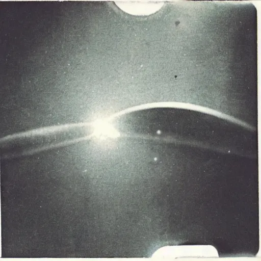 Image similar to polaroid photograph of aliens visiting earth, 1 9 5 0