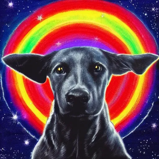 Prompt: rainbow cosmic dog