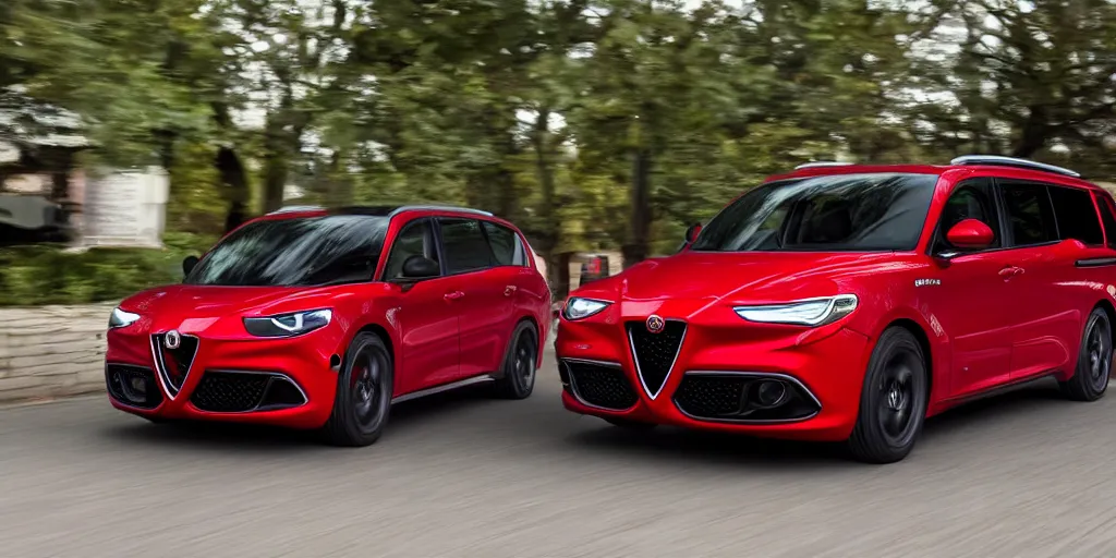 Image similar to 2022 Alfa Romeo Minivan, red