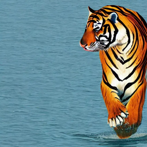 Prompt: dolphin with a tiger head,