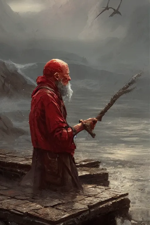 Image similar to old fisherman, 8 k, digital art, magic the gathering, mtg, by greg rutkowski, trending on artstation