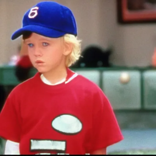 Prompt: a film still of a blonde young bou wearing a baseball outfit in Home Alone(1990)