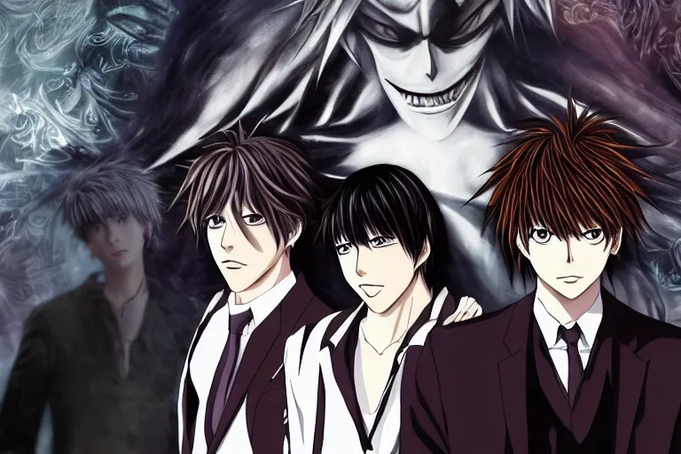 Prompt: Two Anime Handsome Men, Death Note