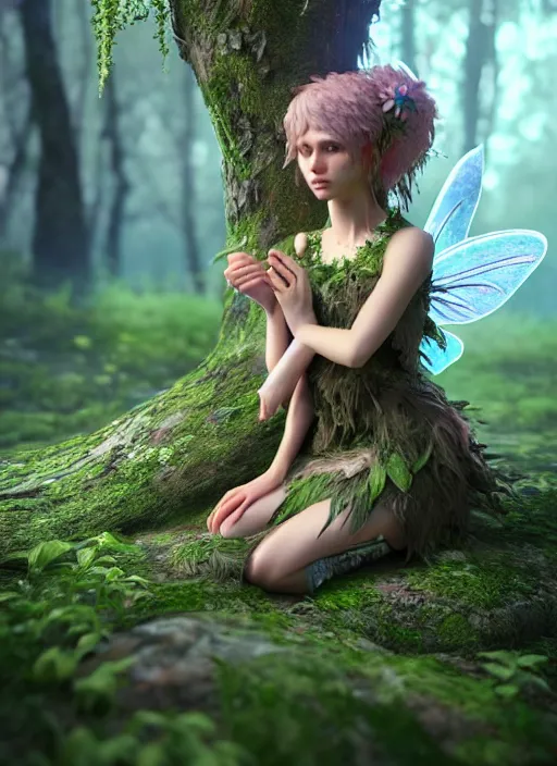 Image similar to cute forest fairy ultra realistic, concept art, intricate details, highly detailed, photorealistic, octane render, 8 k, unreal engine,