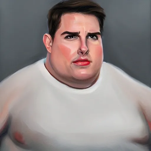 Image similar to overweight Tom Cruise,portrait painting, trending on artstation