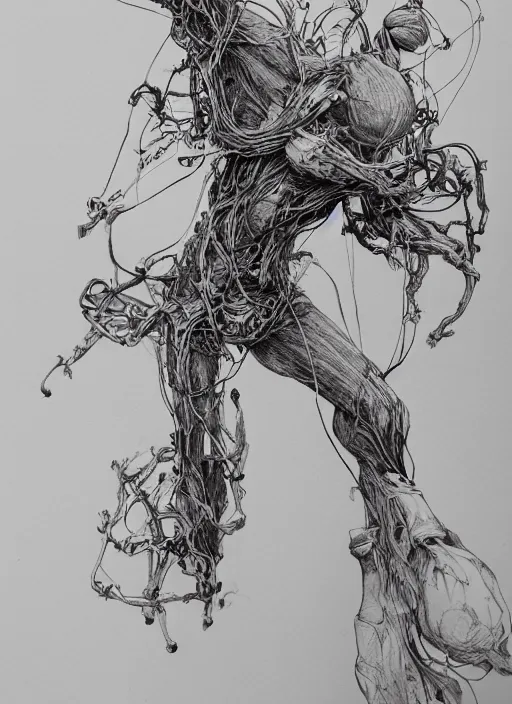 Image similar to portrait, A wooden puppet, strings attached to a floating anatomical heart, watercolor, dramatic lighting, cinematic, establishing shot, extremely high detail, foto realistic, cinematic lighting, pen and ink, intricate line drawings, by Yoshitaka Amano, Ruan Jia, Kentaro Miura, Artgerm, post processed, concept art, artstation, matte painting, style by eddie mendoza, raphael lacoste, alex ross