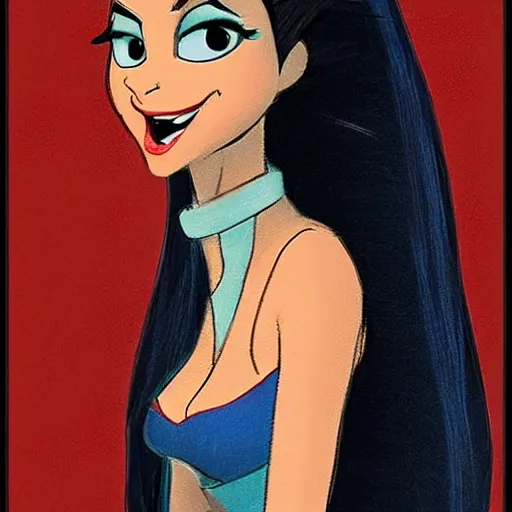 Image similar to milt kahl sketch of victoria justice with done up hair, tendrils covering face and ponytail as princess padme from star wars episode 3